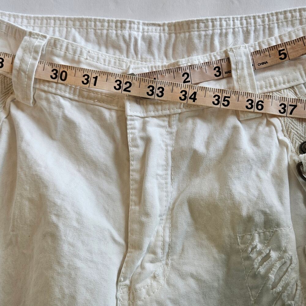White Cargo Pants Multi Pockets Straight Leg Relax Fit Women Size 31 Punk Casual - Picture 10 of 14